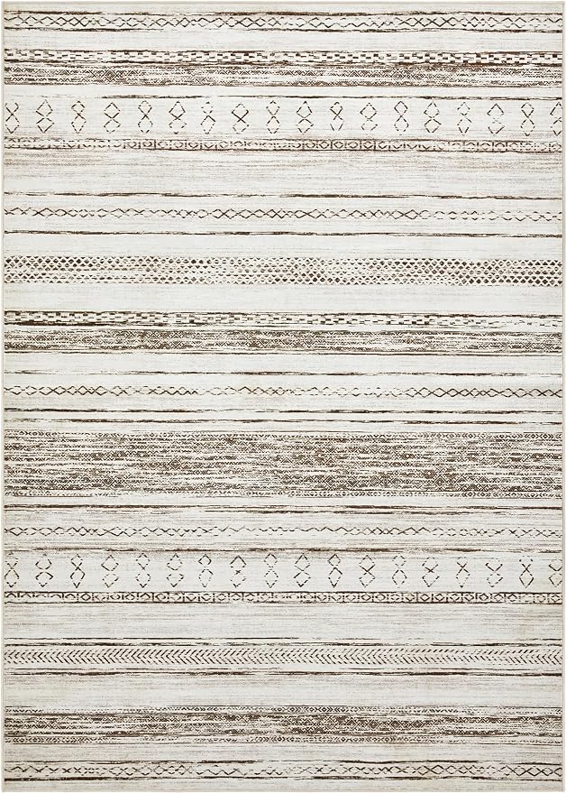 Tortania Area Rug Living Room Rugs - 12x18 Washable Large Soft Neutral Boho Moroccan Bohemian Farmhouse Rug Indoor Floor Carpet for Bedroom Under Dining Table Home Office Decor - Cream Brown