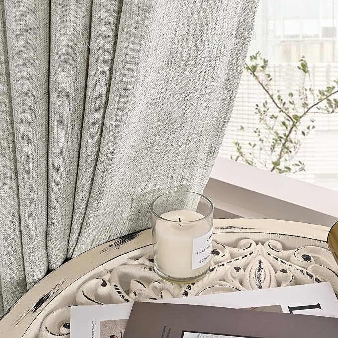 YoungsTex Dark Grey Curtains 98 Inches Long, Linen Drapes Light Filtering | Grommet Semi Sheer Window Treatments Floor Length for Living Room Bedroom, 2 Panels, 52 X 98 Inch