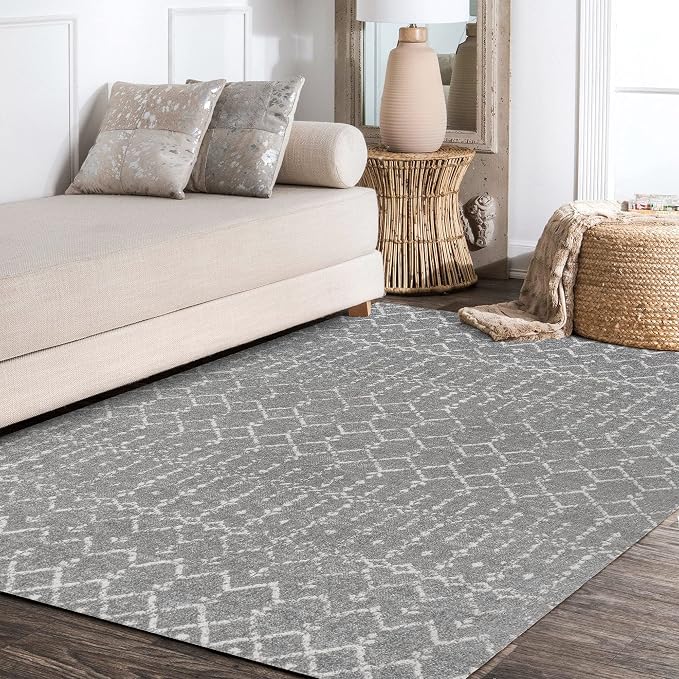 JONATHAN Y Boho Vintage Diamond Gray/Ivory Indoor Area Rug 4X6 ft, Moroccan Hype for Living Room, Bedroom, Kitchen, Office, Easy-Cleaning, High Traffic, Pet-Friendly, Non-Shedding (MOH101C-4)