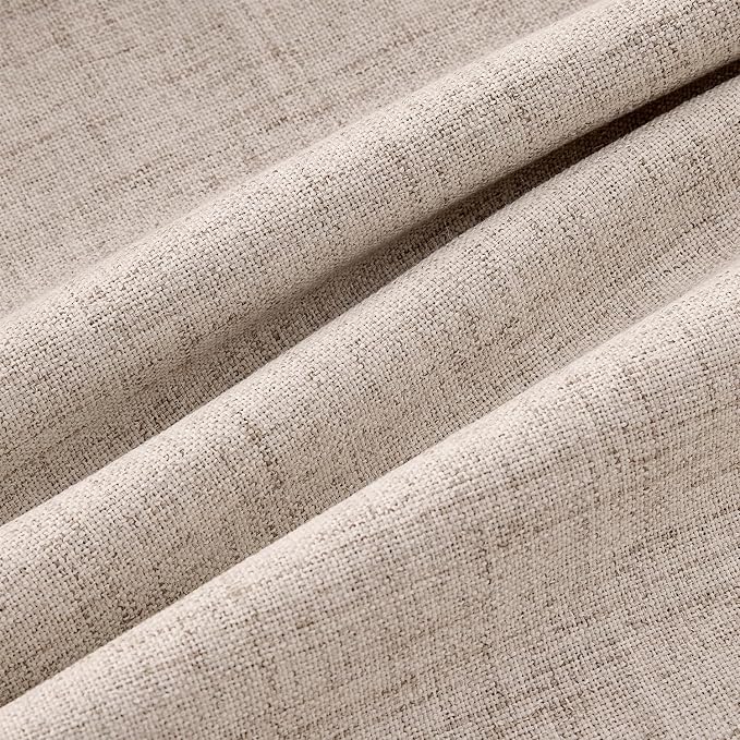 MIULEE 100% Blackout Linen Curtains for Bedroom 42 x 84 Inch Beige 2 Panels | Thermal Insulated, Room Darkening Drapes for Living Room, Back Tab Rod Pocket Pinch Pleated, Solid Luxury Decor