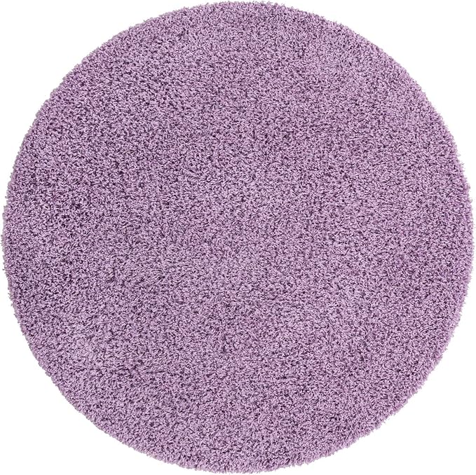 Unique Loom Solid Shag Collection Area Rug (7' 1" Round, Lilac)