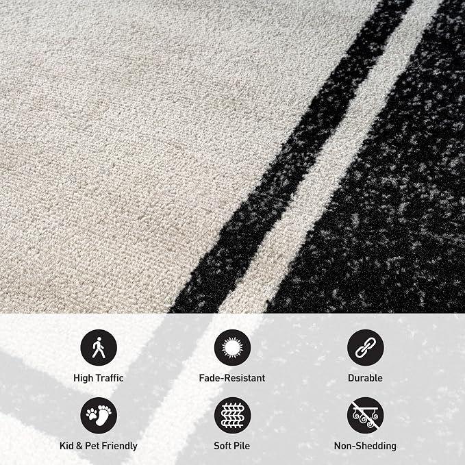 Rugshop Modern Transitional Bordered Area Rug Low Pile Cream 7' 10" x 10'
