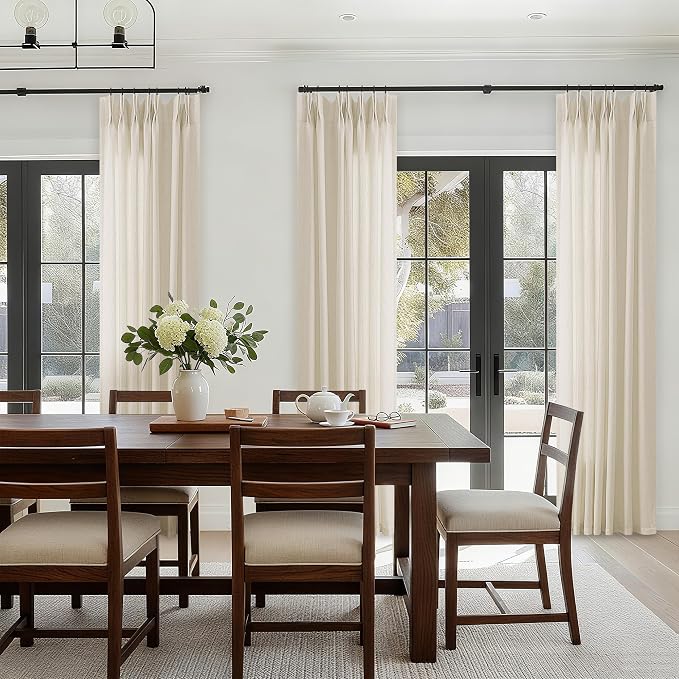 Linen Sheer Curtains 120 Inches Long Extra Long Pinch Pleated Beige | Oatmeal Sand, Light Filtering Drapes, for Living Dining Room, Back Tab, 120 Inch Curtain, with Hooks Rings, 10FT, 1 Panel