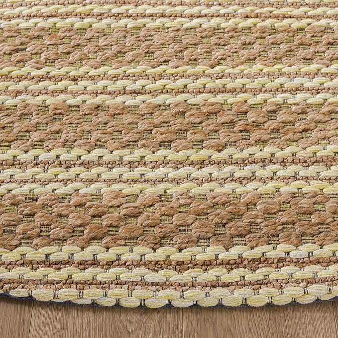 Martha Stewart X SAFAVIEH Collection Area Rug - 6' Round, Natural & Yellow, Handmade Wool & Jute, Ideal for Living Room, Bedroom, Dining Space (MSR9528D)