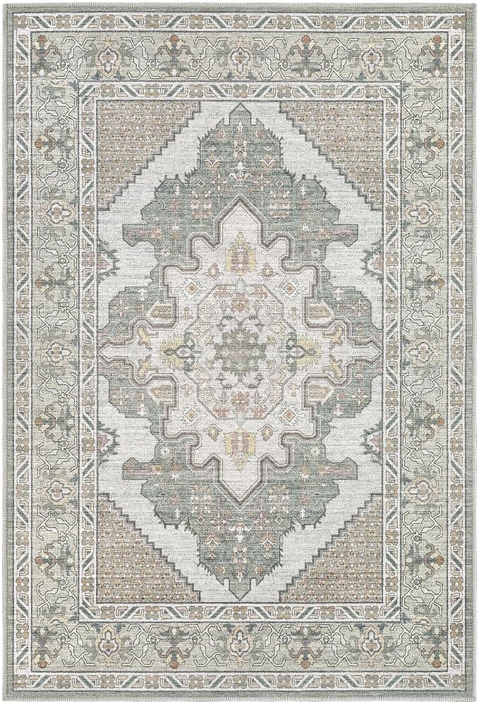 Tortania Area Rug 2x3 Doormat - Washable Vintage Oriental Farmhouse Soft Thin Indoor Carpet for Living Room Bedroom Hallway Entryway Kitchen - Sage Green