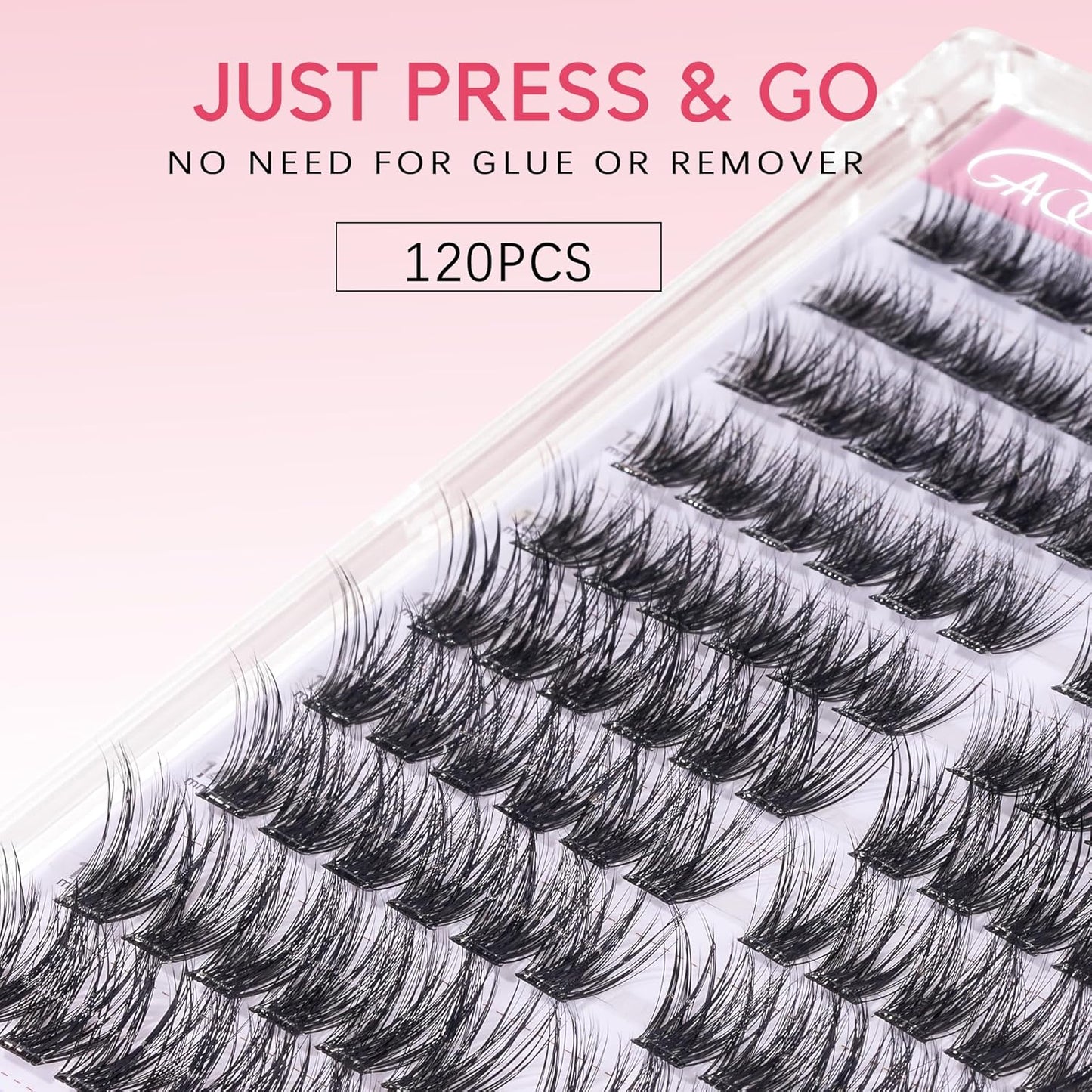GAQQI Self Adhesive Eyelash Clusters, Volume No Glue Lashes 10-16mm, No Band Self Adhesive Lash Clusters 120pcs, Press On Lashes Invisible Band, With Lash Tweezer (CLASSIC)