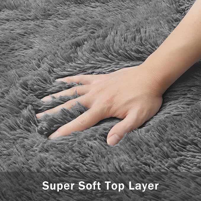 9x12 Area Rug for Living Room:Ultra Soft Fluffy Shag Light Grey Rugs,Large Fuzzy Plush Indoor Non Slip Carpet Washable Rug for Bedroom Kids Nursery Office Dorm Modern Decor(Light Grey 8'x10')