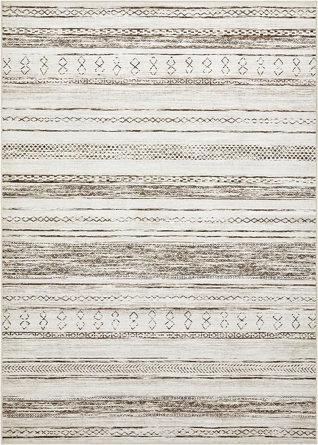 Tortania Area Rug Living Room Rugs - 9x12 Washable Large Soft Neutral Boho Moroccan Bohemian Farmhouse Rug Indoor Floor Carpet for Bedroom Under Dining Table Home Office Decor - Cream Brown