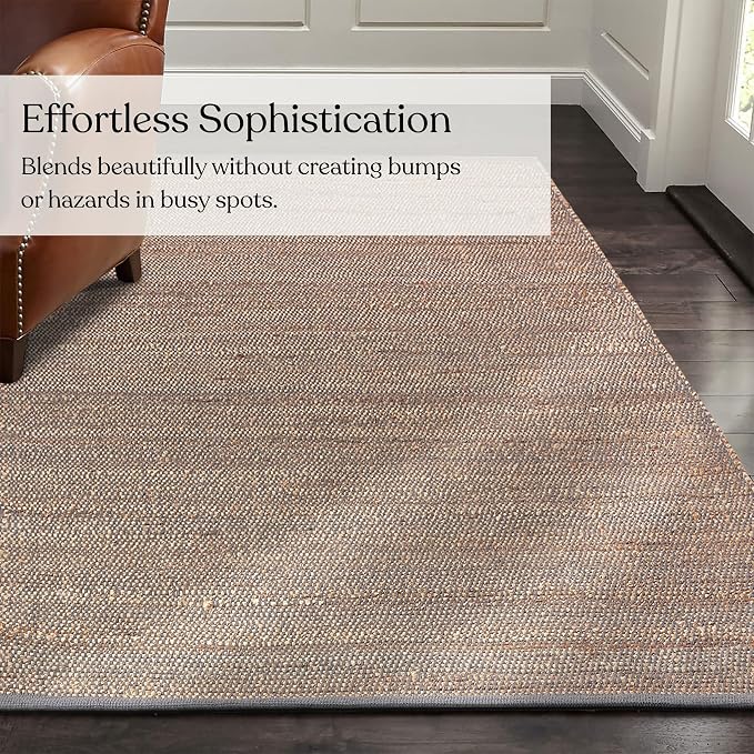 Handwoven Jute and Cotton Area Rug - Natural Rug, Farmhouse Accent Rug for Living Room, Bedroom, or Entryway - Sustainable, Flatweave - (5x8 Dark Grey)