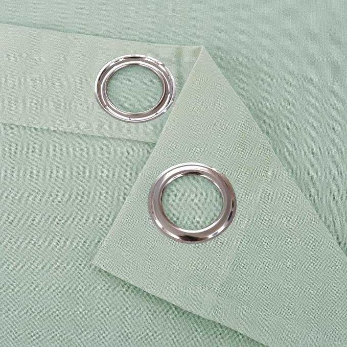 YoungsTex Mint Green Linen Semi Sheer Curtains 84 Inches Length for Living Room Spring Decor - Sage Light Filtering Drapes with Grommet Boho for Bedroom Dining Lightweight, 2 Panels, 52 X 84 Inch