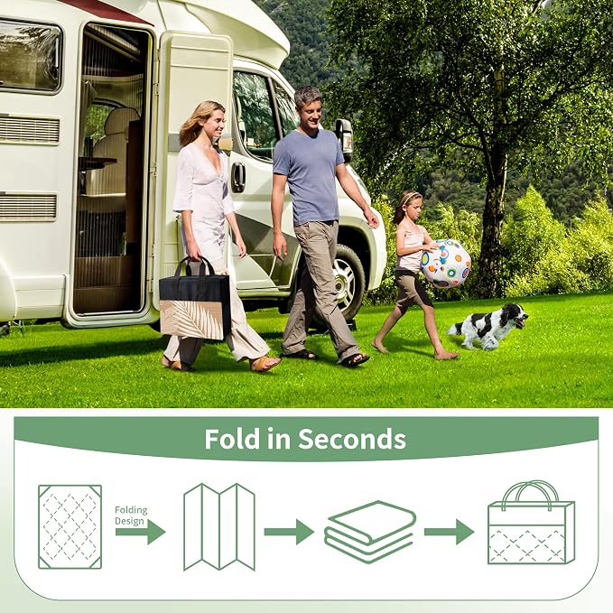 GENIMO Outdoor Rug, Waterproof Plastic Rugs for Patio, 5'x8' Brown Beige | Outside Larger Leaf Carpet Mat for Porch Decor, Deck, Balcony, Camping, RV, Backyard, Picnic, Beach, Reversible, Foldable