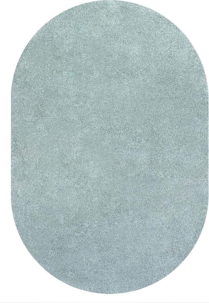 JONATHAN Y Haze Solid Low-Pile Aqua Blue 3x5 Oval Indoor Area Rug, Coastal,Bohemian,Minimalist,Classic, Easy-Cleaning for Living Room,Bedroom,Kitchen,Pet Friendly,Non-Shedding (SEU100S-3OV)