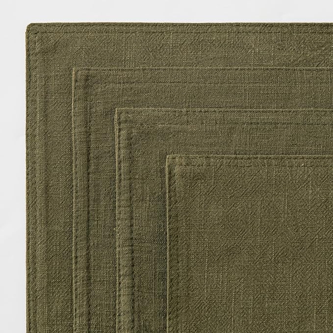 MIULEE Olive Green Boho Linen Pillow Covers 20x20 Inch Pack of 4 | Natural Decorative Throw Pillow Covers Soft Farmhouse Couch Pillowcases Modern Decors for Living Room Bed Sofa
