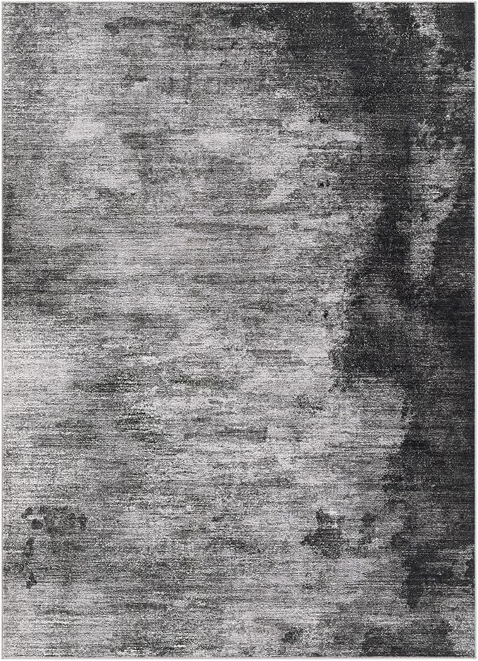 DMOYEST 9x12 Area Rug for Living Room, Washable & Non Slip Large Indoor Carpet, Kid & Pet Friendly Soft Thin Low Pile Abstract Rug for Bedroom and Office - Dark Grey Blue