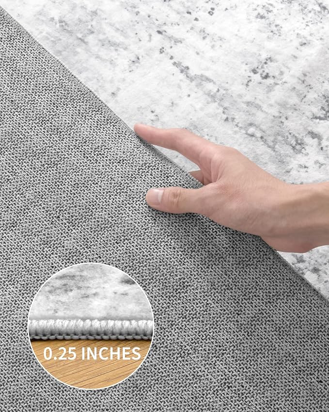 Art&Tuft Washable Rugs 8x10, Anti-Slip Backing Abstract 8x10 Area Rugs for Living Room, Stain Resistant Foldable Machine Washable Area Rug(8'x10', 01-Grey)