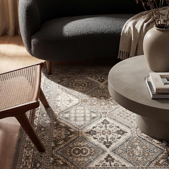 nuLOOM 11x15 Becca Traditional Tiled Area Rug, Taupe, Faded Transitional Design, Stain Resistant, For Bedroom, Dining Room, Living Room, Hallway, Office, Kitchen, Entryway