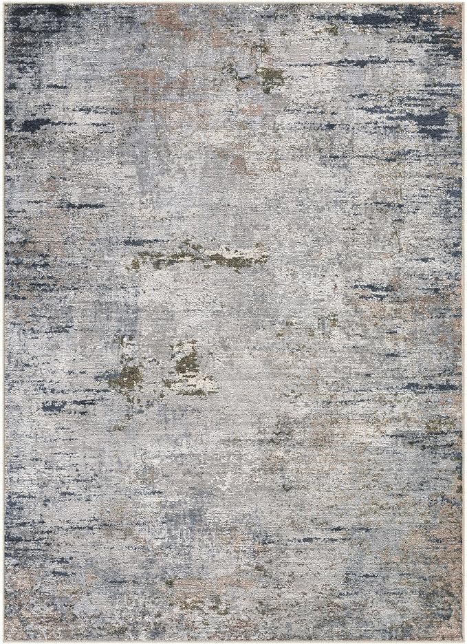 DMOYEST Area Rug Living Room Rugs - 5x7 Washable Large Soft Indoor Neutral Modern Abstract Low Pile Rug Carpet for Bedroom Dining Room Farmhouse Home Office - Blue/Grey/Brown