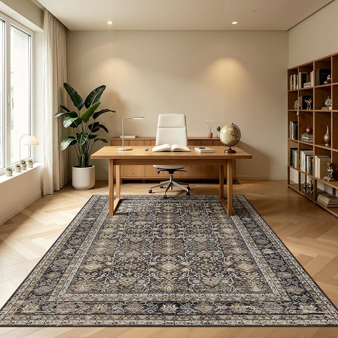Ruaruarug Area Rug 5'×7', Non Slip Machine Washable Ultra Soft Stain & Fade Resistant, Pet & Kids Friendly, for Living Room/Bedroom/Kitchen/Classroom, Copper