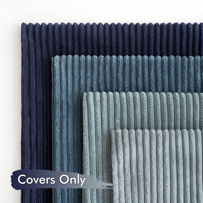 MIULEE Boho Farmhouse Throw Pillow Covers 16x16 Inch Set of 4 Western Neutral Decorative Cushion Covers Soft Modern Coastal Corduroy Spring Decor for Couch Bed Sofa Living Room Dark Blue Navy Series