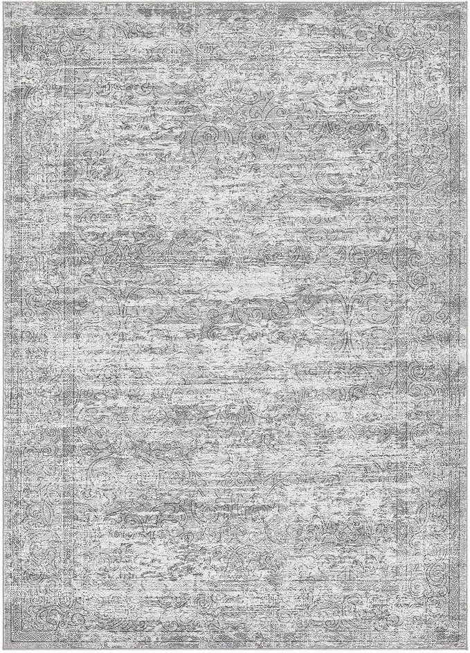 DMOYEST Area Rug Living Room Rugs - 5x7 Abstract Large Soft Indoor Washable Rug Neutral Modern Low Pile Carpet for Bedroom Dining Room Farmhouse Home Office - Vintage Grey
