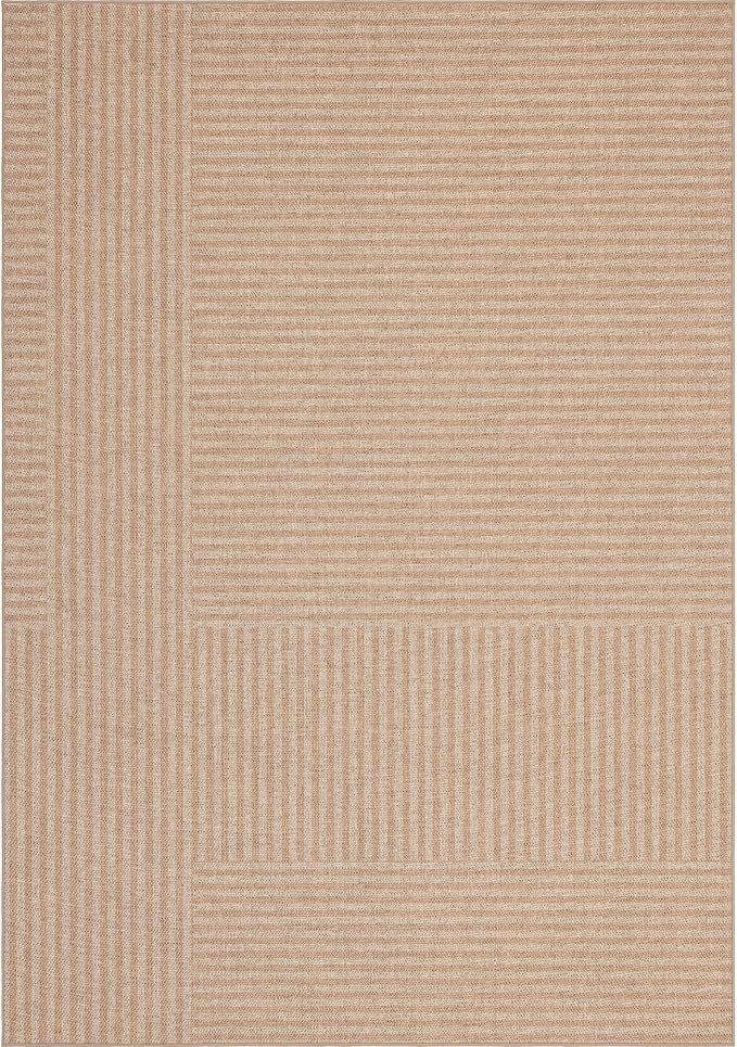 Non-Slip Jute Rug for Entryway: 2x3 Outdoor Mat - Beige Stripes | Safe Walking for Family All Day and Help with Cutting Slip Falls by 70%