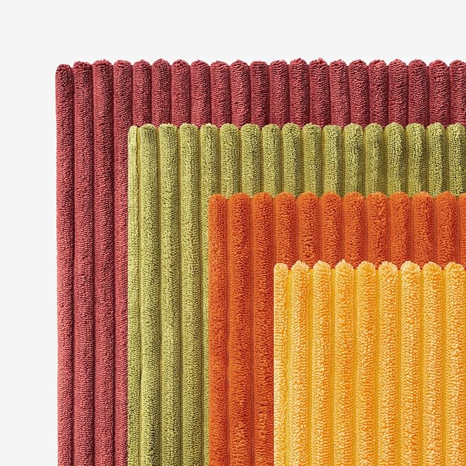 EMEMA Burnt Orange Decorative Throw Pillow Covers for Couch Bed Livingroom 20x20 Inch Set of 4 Boho Farmhouse Corduroy Striped Square Pillow Case,Western Modern Cushion Covers Home Decor