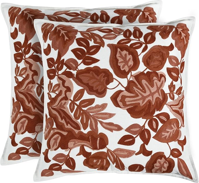 My Whimsical Corner Red Ombre Boho Decorative Throw Pillow Cover 18x18 Set of 2 Modern Pillow Case Square Embroidered Pillows for Couch Bed Gift for, Easter, Mother's Day