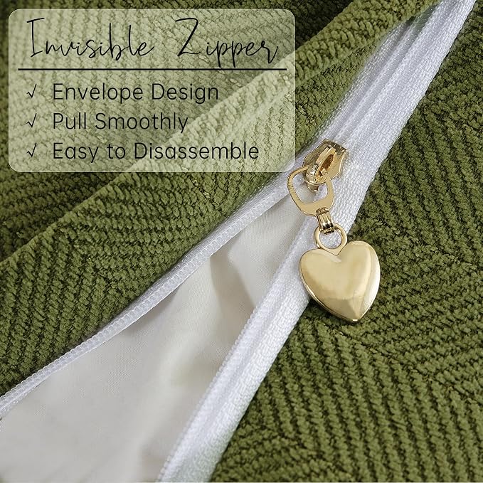 ZWJD Olive Green Pillow Covers 16x16 Set of 2 Chenille Throw Pillow Covers with Elegant Design Soft and Luxurious Decorative Throw Pillows for Couch, Bed, and Home Decor