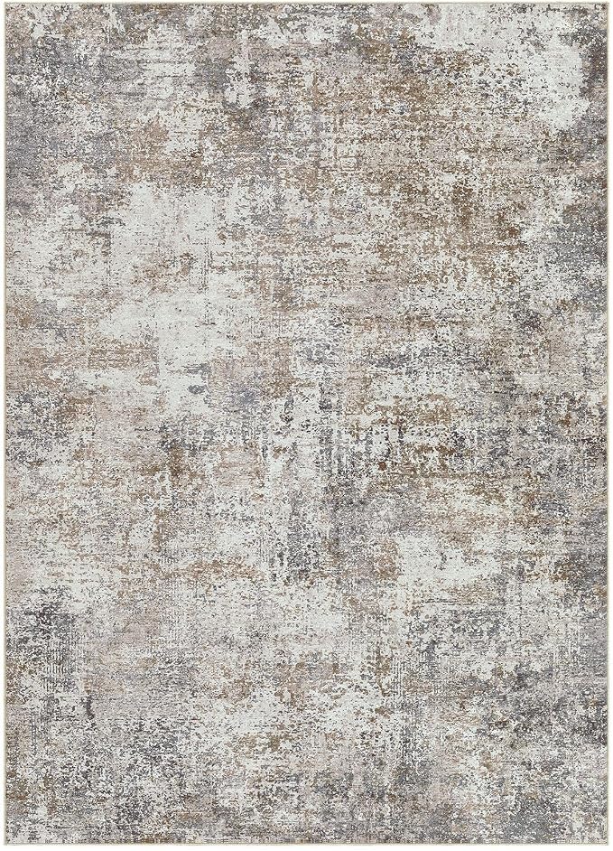 DMOYEST Area Rug Living Room Rugs - 5x7 Abstract Large Soft Indoor Washable Rug Neutral Modern Low Pile Carpet for Bedroom Dining Room Farmhouse Home Office - Brown/Grey/Black