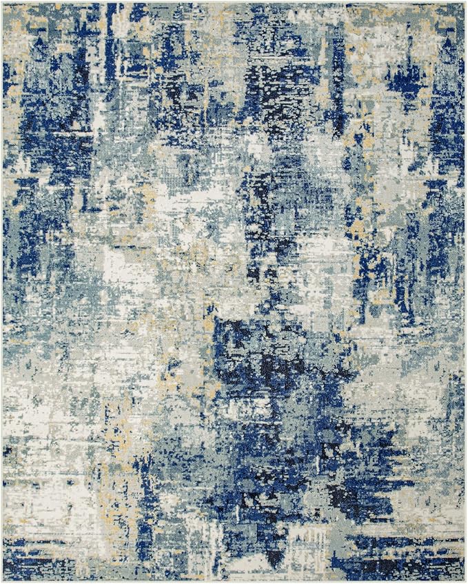 Washable Rugs 8x10 Area Rugs for Living Room- Modern Abstract Rugs for Bedroom,Dining Room,Large Soft Low Pile Carpet with Non Slip Rubber Backing,Neutral Accent Under Table Rug for Nursery