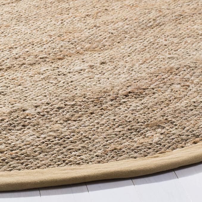 SAFAVIEH Natural Fiber Collection Area Rug - 5' Round, Natural, Handmade Farmhouse Jute, Ideal for High Traffic Areas in Living Room, Bedroom (NF732A)