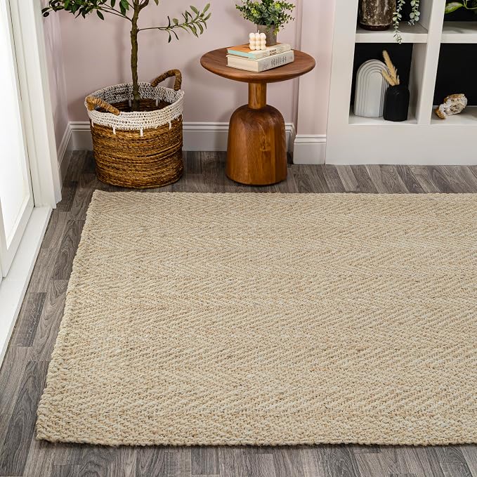 JONATHAN Y Espina Hand Woven Herringbone Chunky Jute Ivory Indoor Area Rug, 5x8, Bohemian, Cottage, Easy-Cleaning for Living Room, Bedroom, Kitchen, Pet Friendly, Non-Shedding (NFR101B-5)