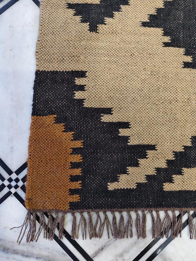 Jaipur Art & Rugs 3'x5' Reversible Kilim Area Rug – Handwoven Wool & Jute Flatweave – Indoor/Outdoor Rug for Living Room, Bedroom, Dining, High-Traffic Areas, Lake House Decor (Multicolor)