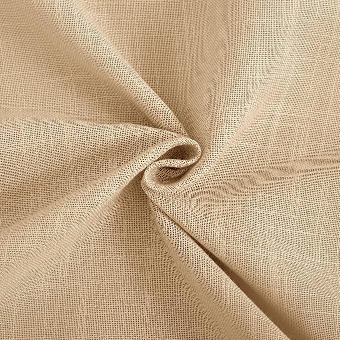 Tan Linen Curtains for Living Room Back Tab Modern Farmhouse Semi Sheer Tan Linen Curtains 45 inches Long 2 Panels Set Muted Neutral Window Curtain for Dining Room Bedroom 52x45