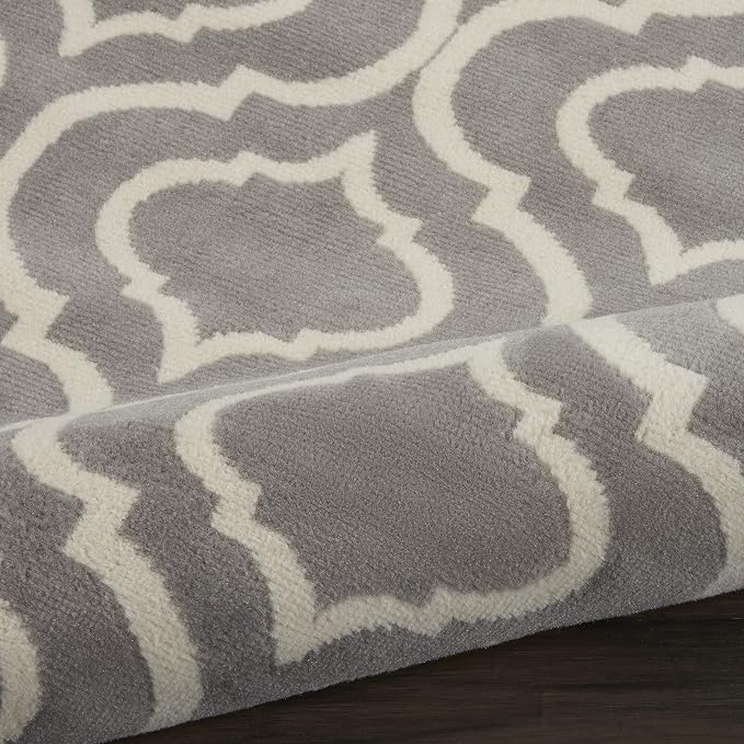 Nourison Home Jubilant Grey 8'6" x 12' Area Rug - Easy Clean, Non Shedding, Bed Room, Living Room, Dining Room, Kitchen (9' x 12')