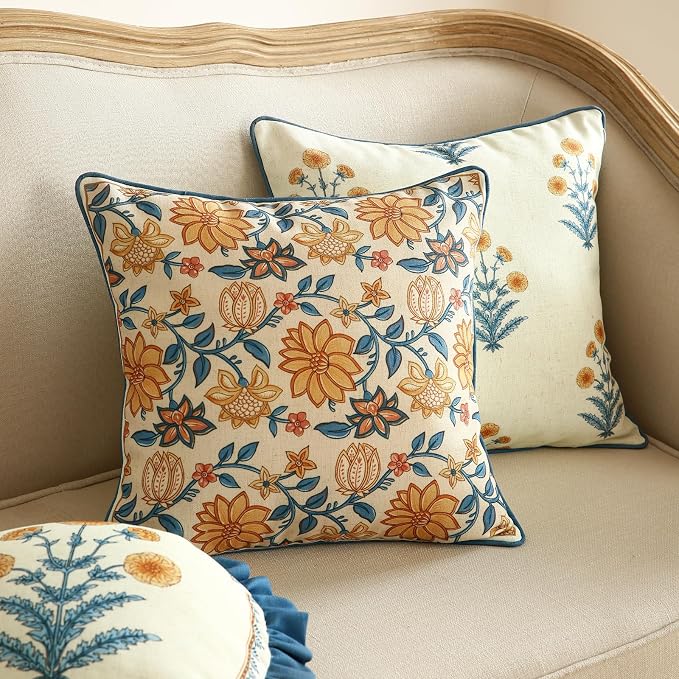 ISAENNE Linen Square Throw Pillow Cover,Set of 2,20"x12"-Estevan B | Designer French Elegant Pillow Cover,Concealed Zipper Design,Sofa,Bedroom,Living Room,Lounge Chairs,All Season Home Decor