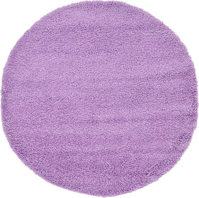 Unique Loom Solid Shag Collection Area Rug (6' 1" Round, Lilac)