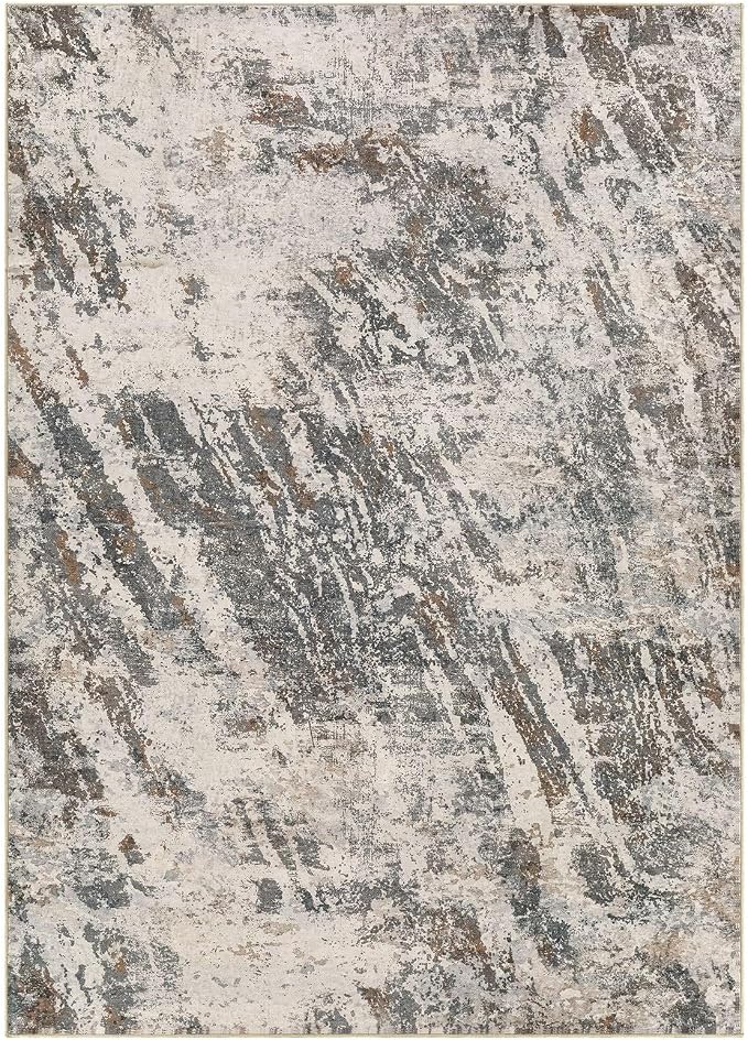 DMOYEST Area Rug Living Room Rugs - 10x12 Large Soft Indoor Neutral Modern Abstract Low Pile Washable Rug Carpet for Bedroom Dining Room Farmhouse Home Office-Dark Brown/Grey