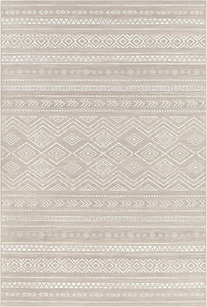 Tortania Area Rug Living Room Rugs - 3x5 Washable Soft Neutral Boho Moroccan Farmhouse Mat Indoor Floor Carpet for Bedroom Under Dining Table Home Office Decor - Taupe