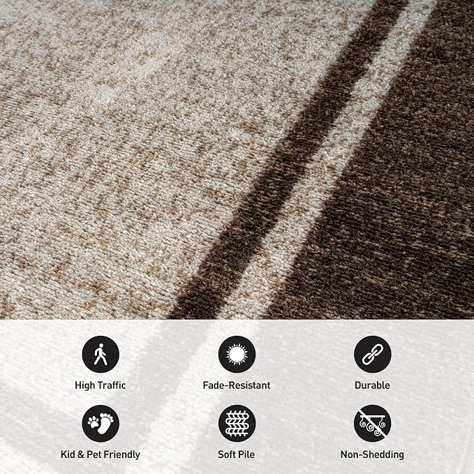 Rugshop Modern Transitional Bordered Area Rug for Living Room Beige 5' x 7'