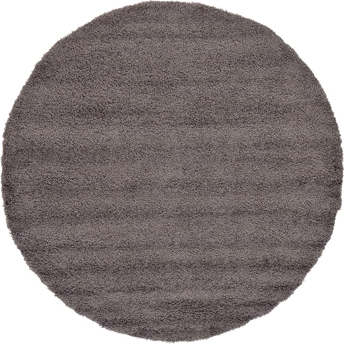 Unique Loom Solid Shag Collection Area Rug (8' Round Graphite Gray)