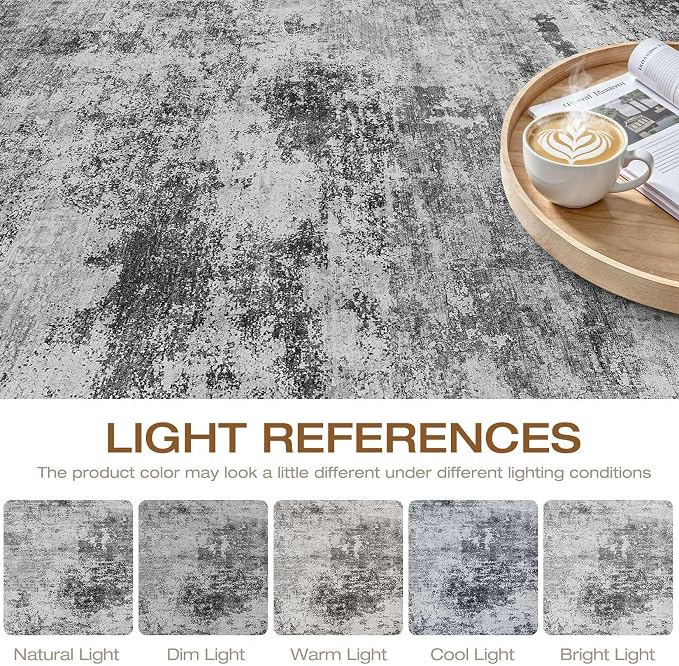 6x8 Area Rug Living Room: Washable Large Abstract Neutral Modern Soft Rug Stain Resistant Indoor Floor Non-Slip Accent Carpet for Bedroom Nursery Playroom Dining Room Office Dorm Home House Decor