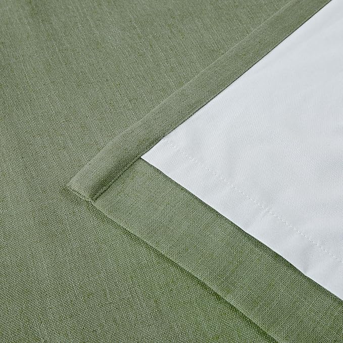 Vision Home Dark Green Pinch Pleated Full Blackout Curtains Linen Blended Room Darkening Curtain Panels 90 inch for Living Room Bedroom Thermal Insulated Pinch Pleat Drapes with Hooks 40" Wx90 Lx2
