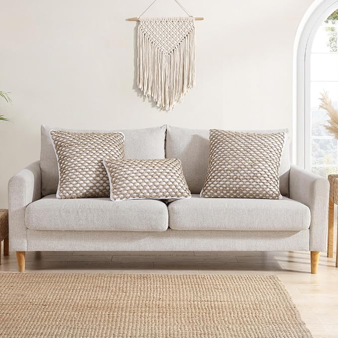 Boho Living Jada Decorative Throw, Includes Accent, Premium Woven Design, Living Room DΓ©cor, (1) 12" x 20" Pillow Cover with Insert, White