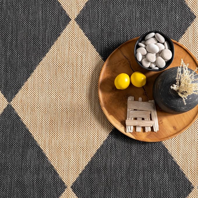 Nuloom Outdoor Performance Collection Sabina Dark Grey/Ivory, 2' x 10', Soft, High Traffic, Stain Resistant, Easy Clean, Durable Runner for Indoor/Outdoor Patio, Deck, Porch, Garden, Courtyard