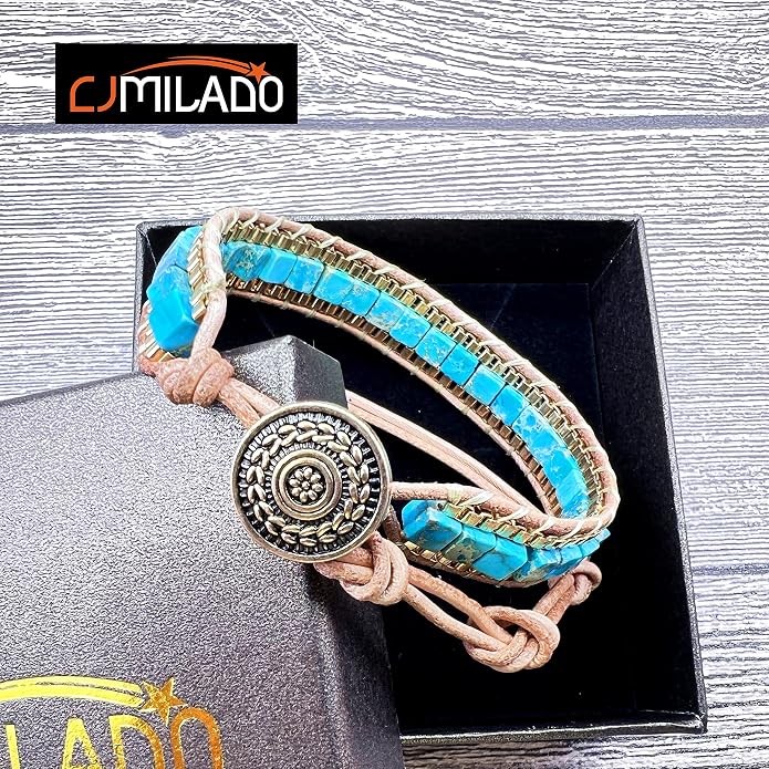 Mens Genuine Leather Bracelet - Handmade Adjustable Leather Cuff Bracelet punk Style leather wrap Wristband for Men