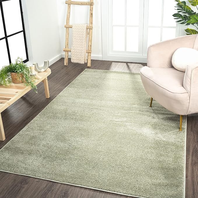 JONATHAN Y Haze Solid Low-Pile Green Indoor Area Rug 8x10, Coastal,Bohemian,Minimalist,Classic, Easy-Cleaning for Living Room,Bedroom,Kitchen,Pet Friendly,Non-Shedding (SEU100O-8)