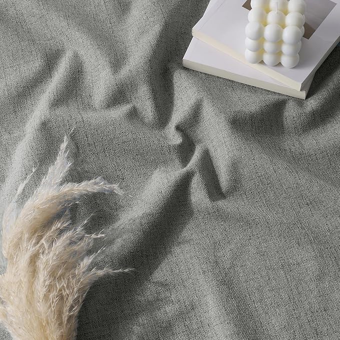 RYB HOME Grey 100% Blackout Linen Curtains 78 inch Long, Thermal Insulated & Privacy Assurd Home Decor Drapes for Bedroom/Office/Nursery, Rod Pocket & Back Tab Window Treatment, W52 X L78, 2 Panels
