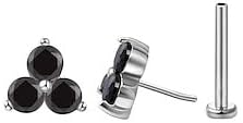 FANSING Cartilage Earring Tragus Stud Trio CZ Stone Flat Back Earring for Helix Conch Threadless Push Pin Labret Stud