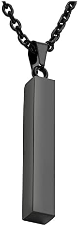 Zysta Engraving 3D Bar Name Necklace Personalized Text Message Cool Simple Design Women Customized Dangle Vertical Cuboid Stick Pendant Necklaces Stainless Steel Birthday Gift
